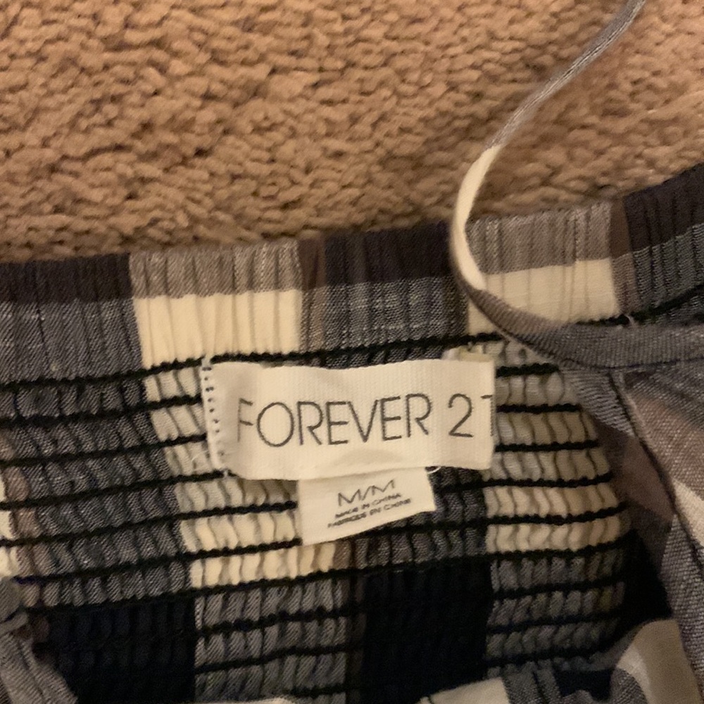 FOREVER 21 Brown Black Cream Plaid Ruffle Tank Top, size M - Picture 4 of 6